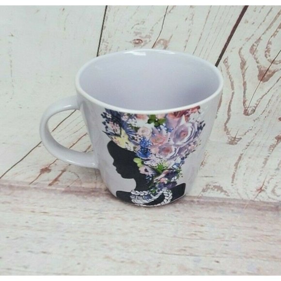 Prima Design Violet Women Silhouette Floral Hairpiece Graphic Design 4"x4" Mug - Picture 4 of 12